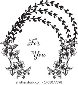 Vector illustration greeting card for you with design beautiful flower frame