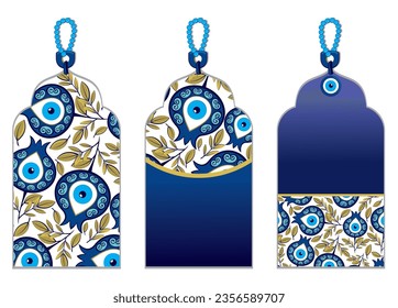 vector illustration  greeting cards with turkish evil eye nazar boncuk charms.Sale banners