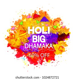 Vector illustration or greeting of colorful background for Indian festival Holi