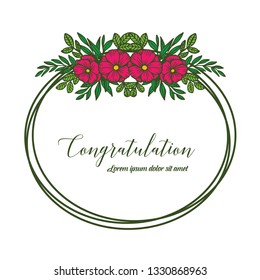 Vector illustration greeting congratulation with floral frame style hand drawn