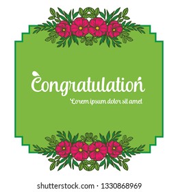 Vector illustration greeting congratulation with floral frame style hand drawn