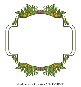 Vector illustration greeting congratulation with floral frame style hand drawn