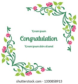 Vector illustration greeting congratulation for leaf flower frame style hand drawn