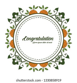 Vector illustration greeting congratulation for leaf flower frame style hand drawn