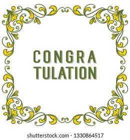 Vector illustration greeting congratulation with leaf flower frame art hand drawn