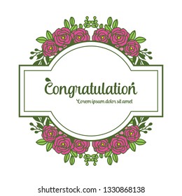 Vector illustration greeting congratulation with picture of a flower frame hand drawn
