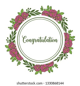 Vector illustration greeting congratulation with picture of a flower frame hand drawn