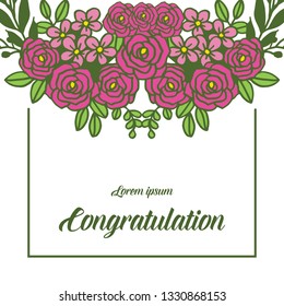 Vector illustration greeting congratulation with picture of a flower frame hand drawn