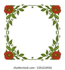Vector illustration greeting congratulation with picture of a flower frame hand drawn