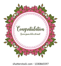 Vector illustration greeting congratulation with pink flower frame bloom hand drawn