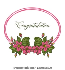 Vector illustration greeting congratulation with pink flower frame bloom hand drawn
