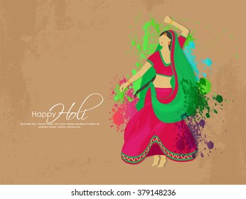 Vector illustration or greeting design of colorful background for Indian festival holi.