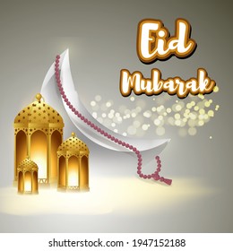 Vektorgrafik des Grußwortes für Eid Mubarak bedeutet Eid Mubarak, Konzept für festlichen Hintergrund 