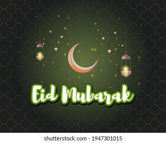 vector illustration of greeting for Eid Mubarak text means Eid Mubarak, concept for festive background 