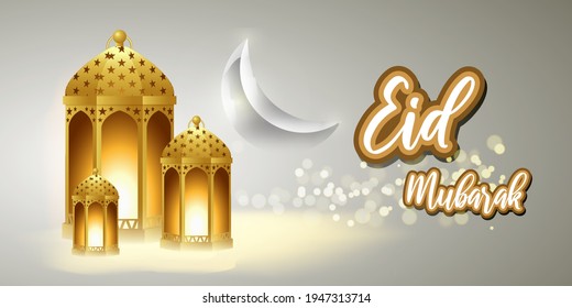 ilustración vectorial del saludo para el texto de Eid Mubarak significa Eid Mubarak, concepto de fondo festivo 