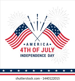 Vector illustration of greeting Fourth of July Independence Day.Happy Independence Day Banner , background with flags and salute.