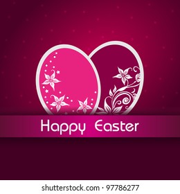 Vector illustration of greeting, gift card , banner or template  having decorated eggs on bright color background for Happy Easter. EPS 10.