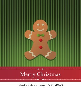 Vector Illustration Greeting with Gingerbread Cookie.