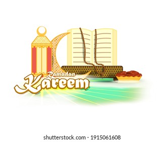 vector illustration of greeting for holy Islamic month Ramadan Kareem