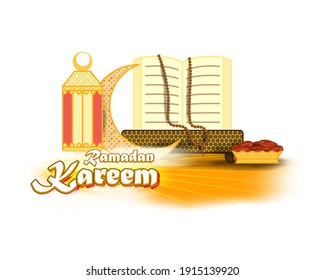 vector illustration of greeting for holy Islamic month Ramadan Kareem