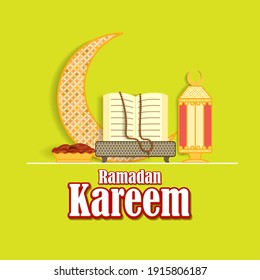 vector illustration of greeting for holy Islamic month Ramadan Kareem