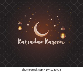 vector illustration of greeting for holy Islamic month Ramadan Kareem