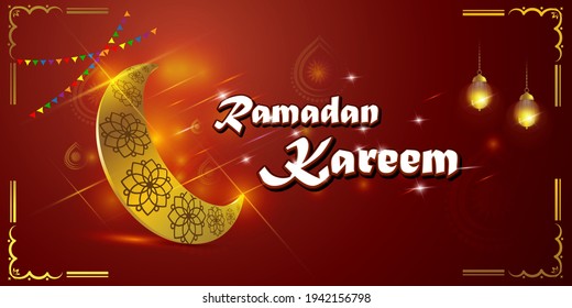 vector illustration of greeting for holy Islamic month Ramadan Kareem