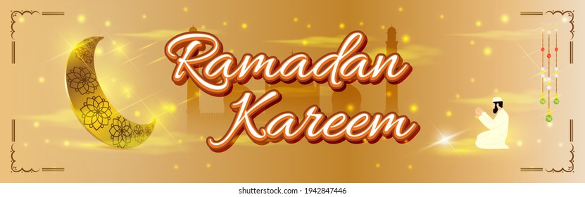 vector illustration of greeting for holy Islamic month Ramadan Kareem