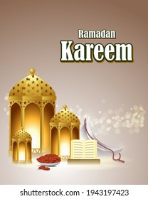 vector illustration of greeting for holy Islamic month Ramadan Kareem