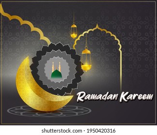 vector illustration of greeting for holy Islamic month Ramadan Kareem