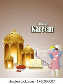 vector illustration of greeting for holy Islamic month Ramadan Kareem