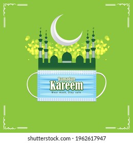 vector illustration of greeting for holy Islamic month Ramadan Kareem