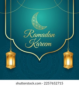 vector illustration of greeting for holy Islamic month Ramadan Kareem