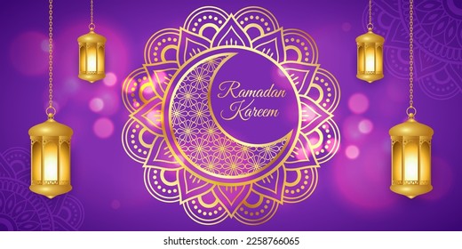 vector illustration of greeting for holy Islamic month Ramadan Kareem