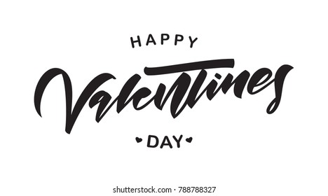 Vector illustration: Greeting lettering composition of Happy Valentine's Day on white background