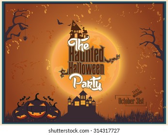 Vector illustration or greeting, poster design for Happy Halloween.