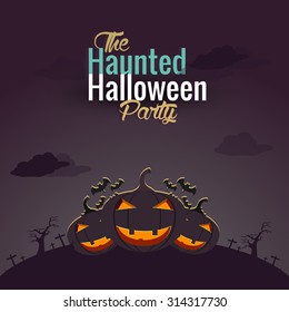 Vector illustration or greeting, poster design for Happy Halloween.