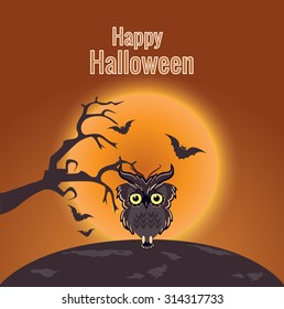 Vector illustration or greeting, poster design for Happy Halloween.