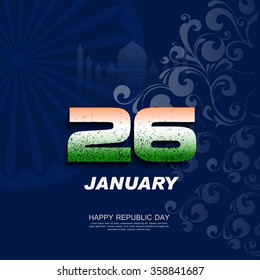 Vector Illustration or greeting for Republic day India, 26 January.
