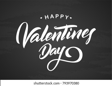 Vector illustration: Greeting type lettering  of Happy Valentine's Day on chalkboard background