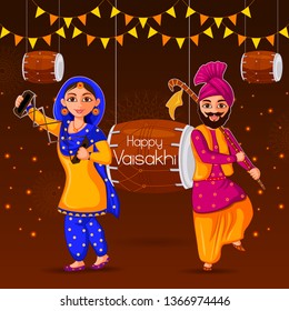 vector illustration of Greetings background for Punjabi New Year festival Vaisakhi celebrated in Punjab India