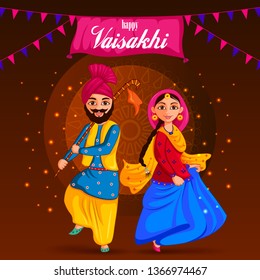 vector illustration of Greetings background for Punjabi New Year festival Vaisakhi celebrated in Punjab India