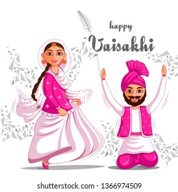 vector illustration of Greetings background for Punjabi New Year festival Vaisakhi celebrated in Punjab India