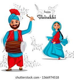 vector illustration of Greetings background for Punjabi New Year festival Vaisakhi celebrated in Punjab India