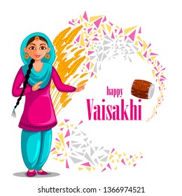 vector illustration of Greetings background for Punjabi New Year festival Vaisakhi celebrated in Punjab India