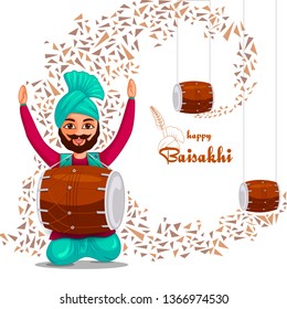 vector illustration of Greetings background for Punjabi New Year festival Vaisakhi celebrated in Punjab India