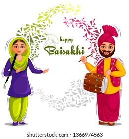 vector illustration of Greetings background for Punjabi New Year festival Vaisakhi celebrated in Punjab India