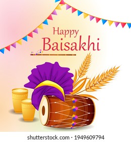 vector illustration of Greetings background for Punjabi New Year festival Vaisakhi celebrated in Punjab India