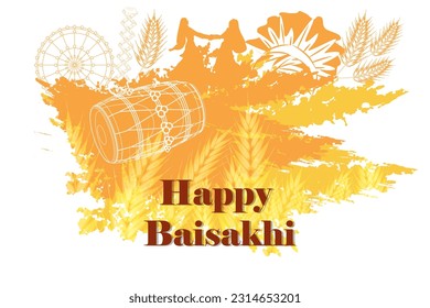 vector illustration of Greetings background for Punjabi New Year festival Vaisakhi celebrated in Punjab India