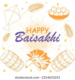 vector illustration of Greetings background for Punjabi New Year festival Vaisakhi celebrated in Punjab India